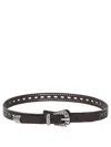 Etro Leather Belt With Perforated Details Belts Brown In Black