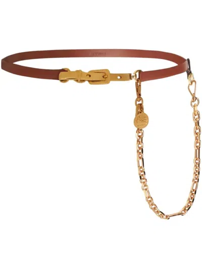 Etro Leather Belt With Polished Gold-tone Buckle In Brown