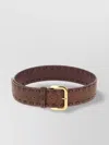 Etro Leather Belt With Printed Texture And Gold Buckle