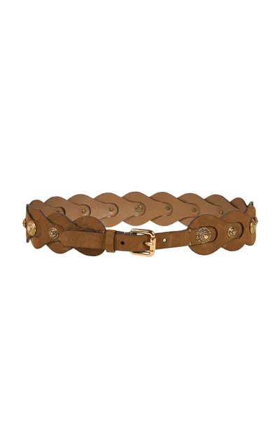 Etro Leather Belt With Rings In Brown