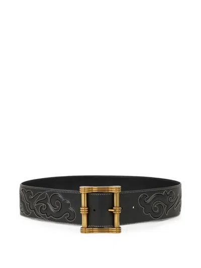 Etro 텍산 자수 레더 벨트 In Black
