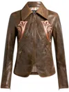 Etro Leather Blazer In Brown