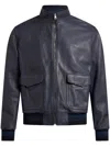 Etro Leather Bomber Jacket In Blue
