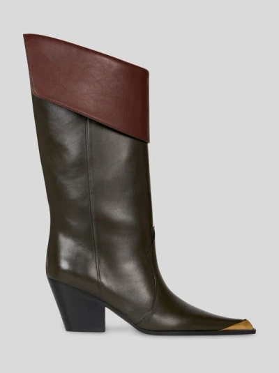 Etro Leather Boots In Green