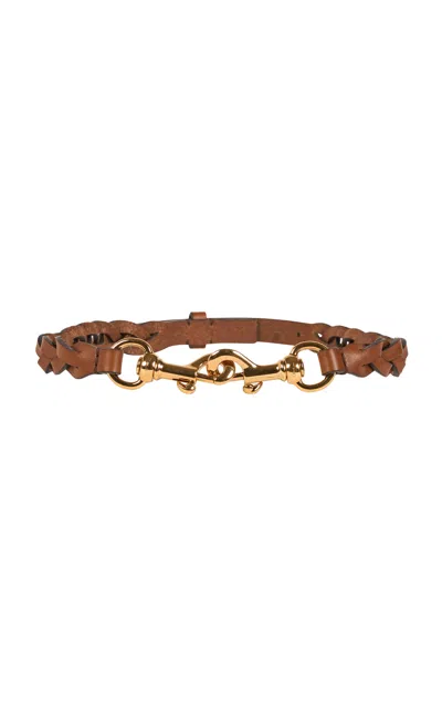 Etro Leather Braided Belt In Brown