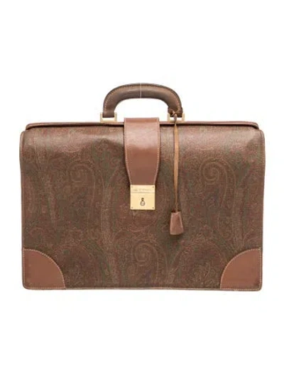 Pre-owned Etro Leather Briefcase In Brown