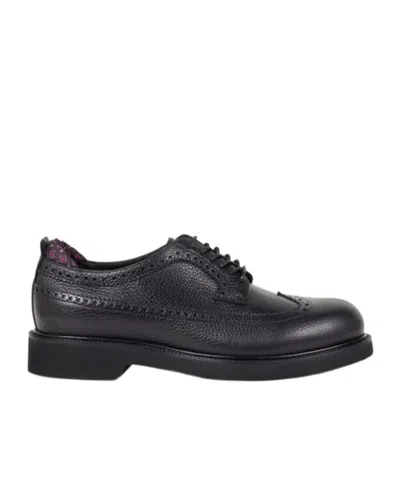 Etro Leather Broguing-details Derby Shoes In Black