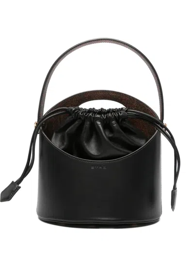 Pre-owned Etro Leather Bucket Bag In Black