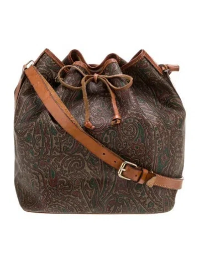 Pre-owned Etro Leather Bucket Bag In Brown