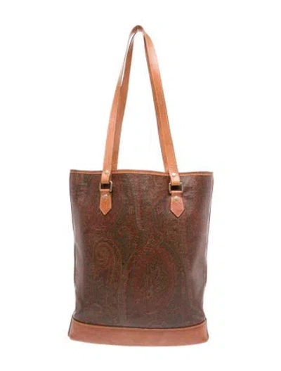 Pre-owned Etro Leather Bucket Bag In Brown