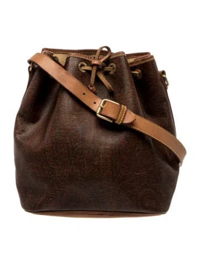 Pre-owned Etro Leather Bucket Bag In Brown