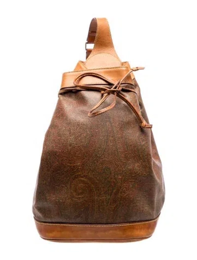 Pre-owned Etro Leather Bucket Bag In Brown