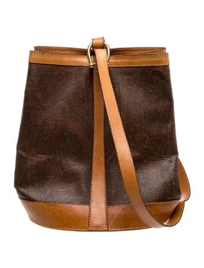 Pre-owned Etro Leather Bucket Bag In Brown