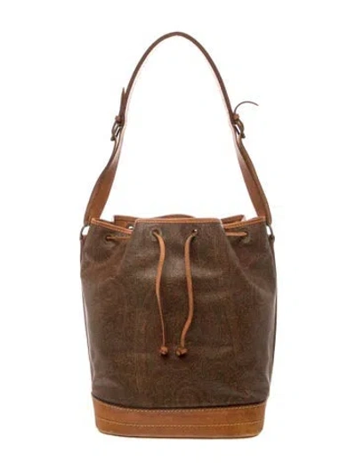 Pre-owned Etro Leather Bucket Bag In Brown