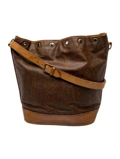 Pre-owned Etro Leather Bucket Bag In Brown