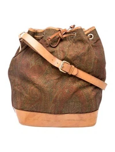 Pre-owned Etro Leather Bucket Bag In Brown