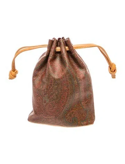 Pre-owned Etro Leather Bucket Bag In Brown