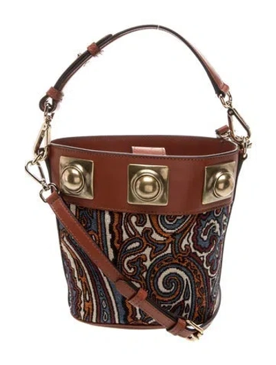 Pre-owned Etro Leather Bucket Bag In Brown