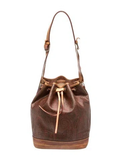 Pre-owned Etro Leather Bucket Bag Vintage In Brown