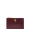 Etro Leather Card Holder With Pegaso Button In Burgundy