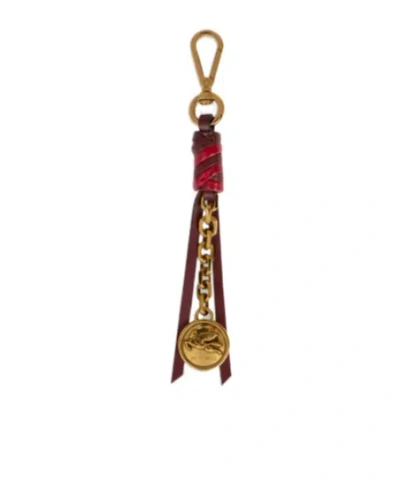 Etro Leather Charm With Pegaso Coin In Brown