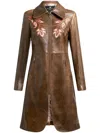 Etro Leather Coat In Brown