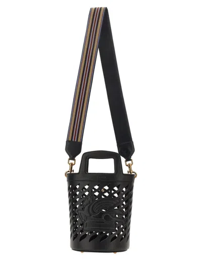 Etro Leather Coffa Bucket Bag In Black