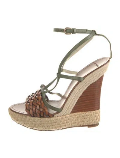 Pre-owned Etro Leather Colorblock Pattern Espadrilles In Brown