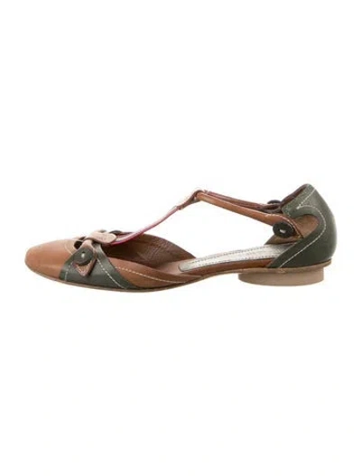Pre-owned Etro Leather Colorblock Pattern Flats In Brown