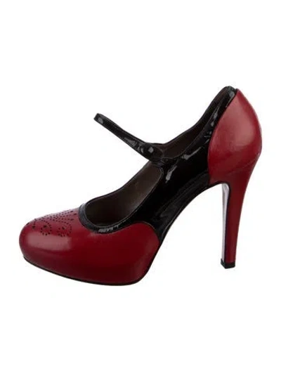 Pre-owned Etro Leather Colorblock Pattern Pumps In Red