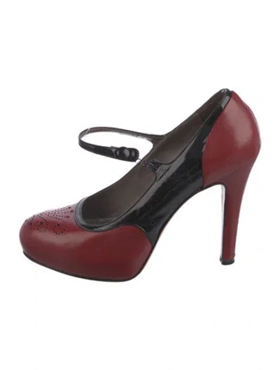 Pre-owned Etro Leather Colorblock Pattern Pumps In Red