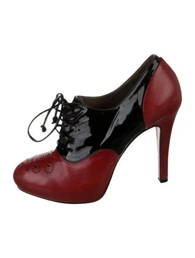 Pre-owned Etro Leather Colorblock Pattern Pumps In Red