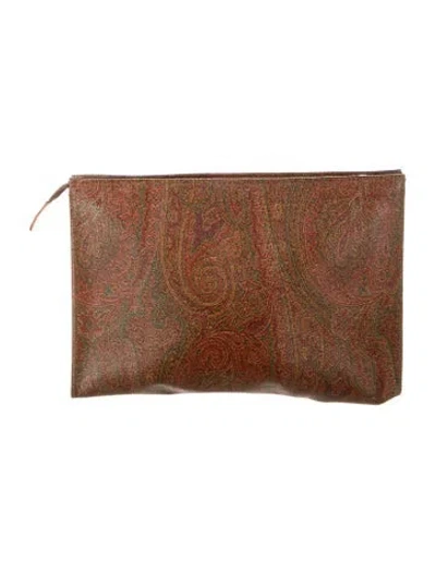 Pre-owned Etro Leather Cosmetic Bag In Brown