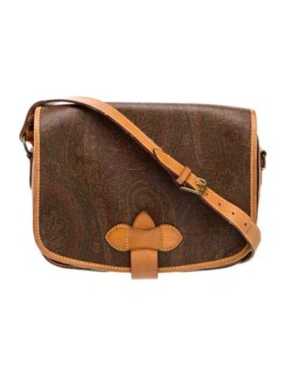 Pre-owned Etro Leather Crossbody Bag In Brown