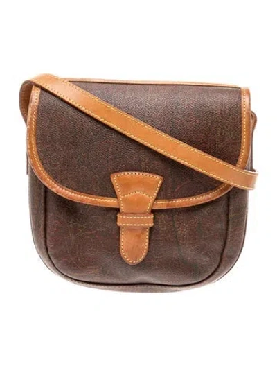 Pre-owned Etro Leather Crossbody Bag In Brown