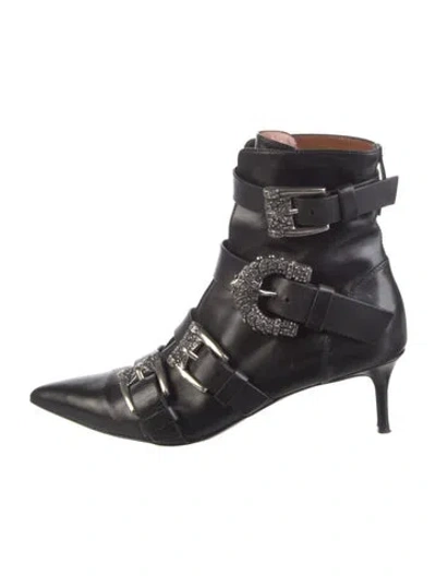 Pre-owned Etro Leather Crystal Embellishments Boots In Black