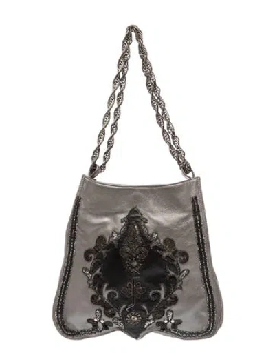 Pre-owned Etro Leather Evening Bag In Gray