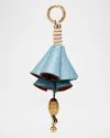 Etro Leather Flower Bag Charm In Blue