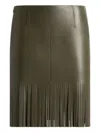 Etro Leather Fringed Mini Skirt In Green