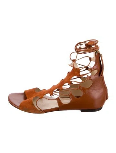Pre-owned Etro Leather Gladiator Sandals In Orange