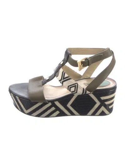 Pre-owned Etro Leather Graphic Print Sandals In Multicolor