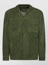 Etro Leather Jacket Collared Design Front Pockets In Green