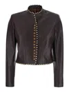 Etro Leather Jacket With Elegant Details And Soft Lining For Women In Brown