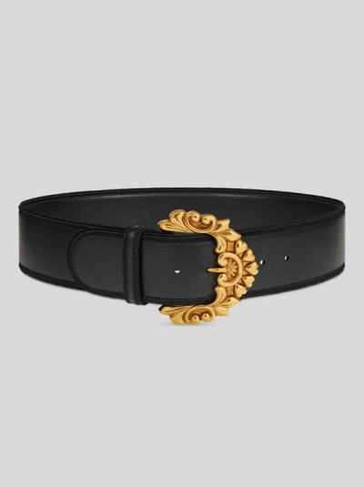 Etro Leather Maxi-belt With Baroque Buckle In Black