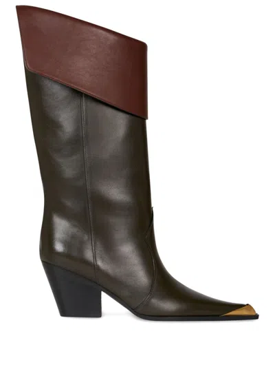 Etro Leather Mic-calf Boots In 绿色