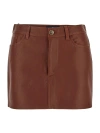 Etro Leather Mini Skirt In Brown