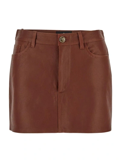 Etro Nappa Mini Skirt In Brown