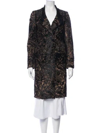 Pre-owned Etro Leather Paisley Print Coat In Blue