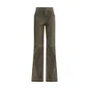 Etro Flared Leather Trousers In Green