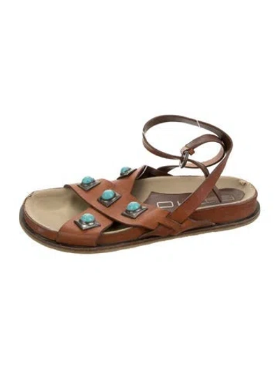 Pre-owned Etro Leather Patterned Sandals In Gold